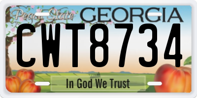 GA license plate CWT8734