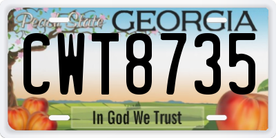 GA license plate CWT8735