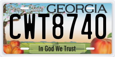 GA license plate CWT8740