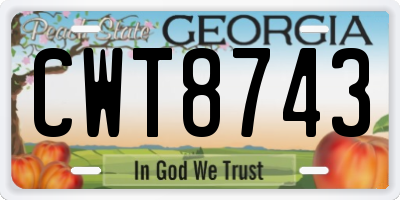 GA license plate CWT8743