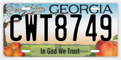 GA license plate CWT8749