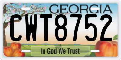 GA license plate CWT8752