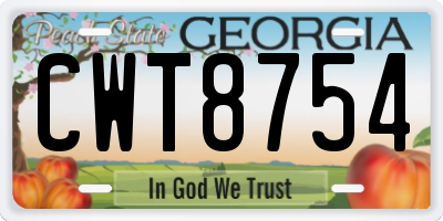 GA license plate CWT8754