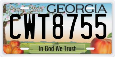 GA license plate CWT8755