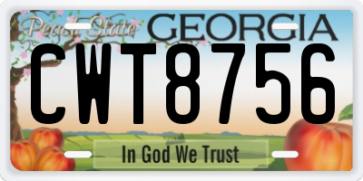 GA license plate CWT8756