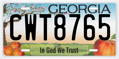 GA license plate CWT8765