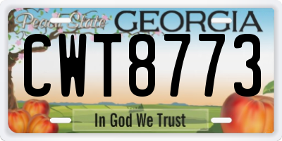 GA license plate CWT8773
