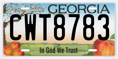 GA license plate CWT8783