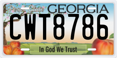 GA license plate CWT8786
