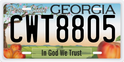 GA license plate CWT8805