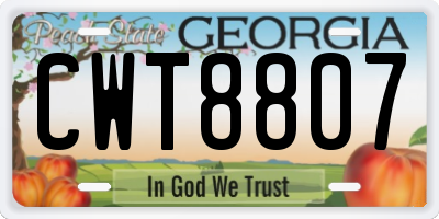 GA license plate CWT8807