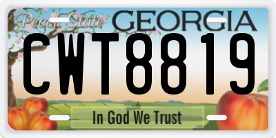 GA license plate CWT8819