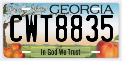GA license plate CWT8835