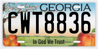 GA license plate CWT8836