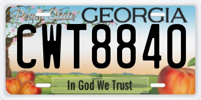 GA license plate CWT8840
