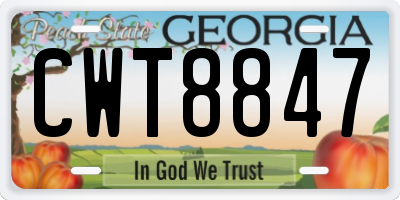 GA license plate CWT8847
