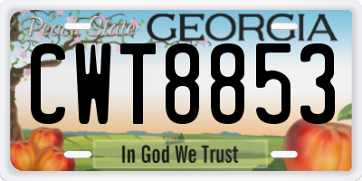 GA license plate CWT8853