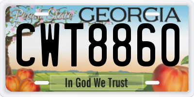 GA license plate CWT8860