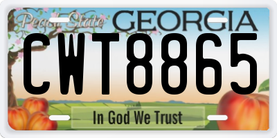 GA license plate CWT8865