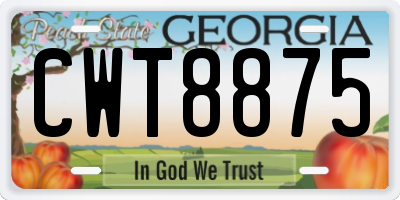 GA license plate CWT8875