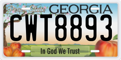 GA license plate CWT8893