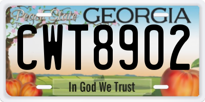 GA license plate CWT8902