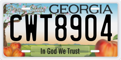 GA license plate CWT8904