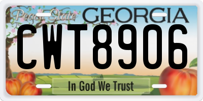 GA license plate CWT8906