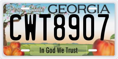 GA license plate CWT8907