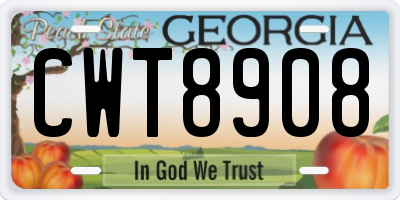 GA license plate CWT8908