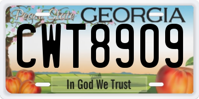 GA license plate CWT8909