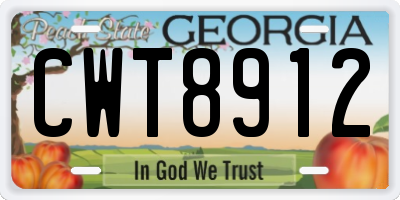 GA license plate CWT8912