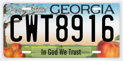 GA license plate CWT8916