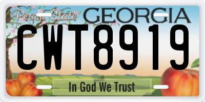 GA license plate CWT8919