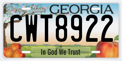 GA license plate CWT8922