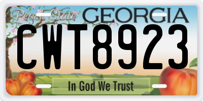GA license plate CWT8923