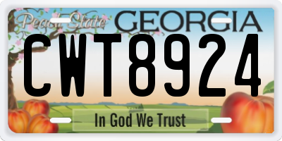 GA license plate CWT8924