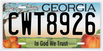GA license plate CWT8926