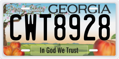 GA license plate CWT8928