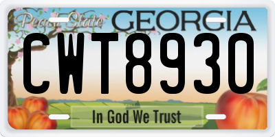 GA license plate CWT8930