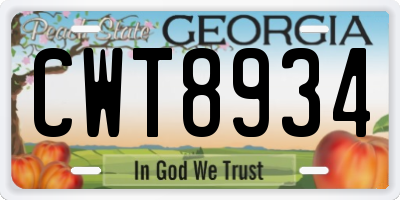 GA license plate CWT8934