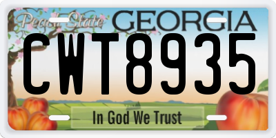 GA license plate CWT8935