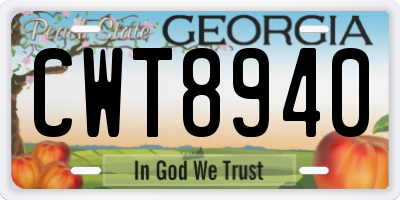 GA license plate CWT8940