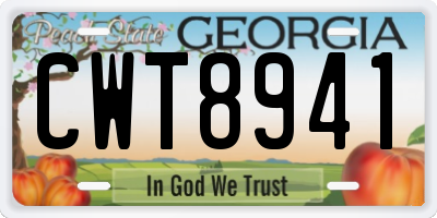 GA license plate CWT8941