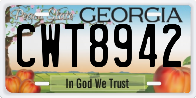 GA license plate CWT8942