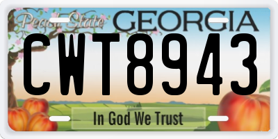 GA license plate CWT8943