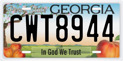 GA license plate CWT8944
