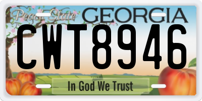 GA license plate CWT8946