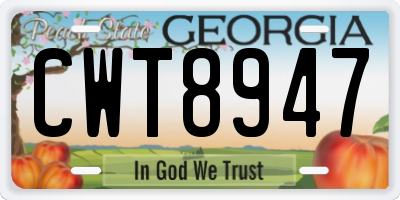 GA license plate CWT8947