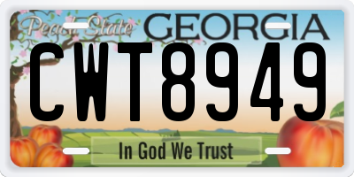 GA license plate CWT8949